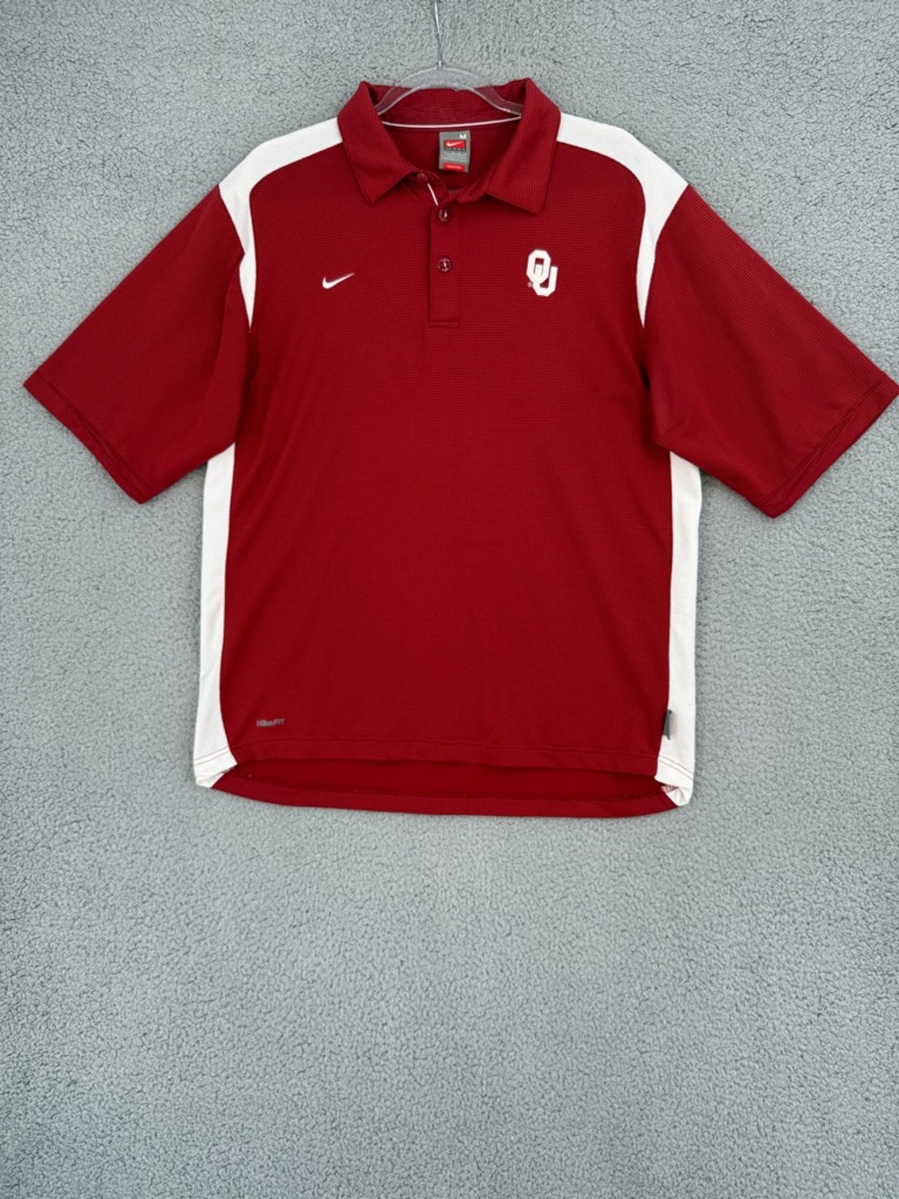 Oklahoma Sooners Nike Fit Dry short sleeve polo shirt Red & White embroidered